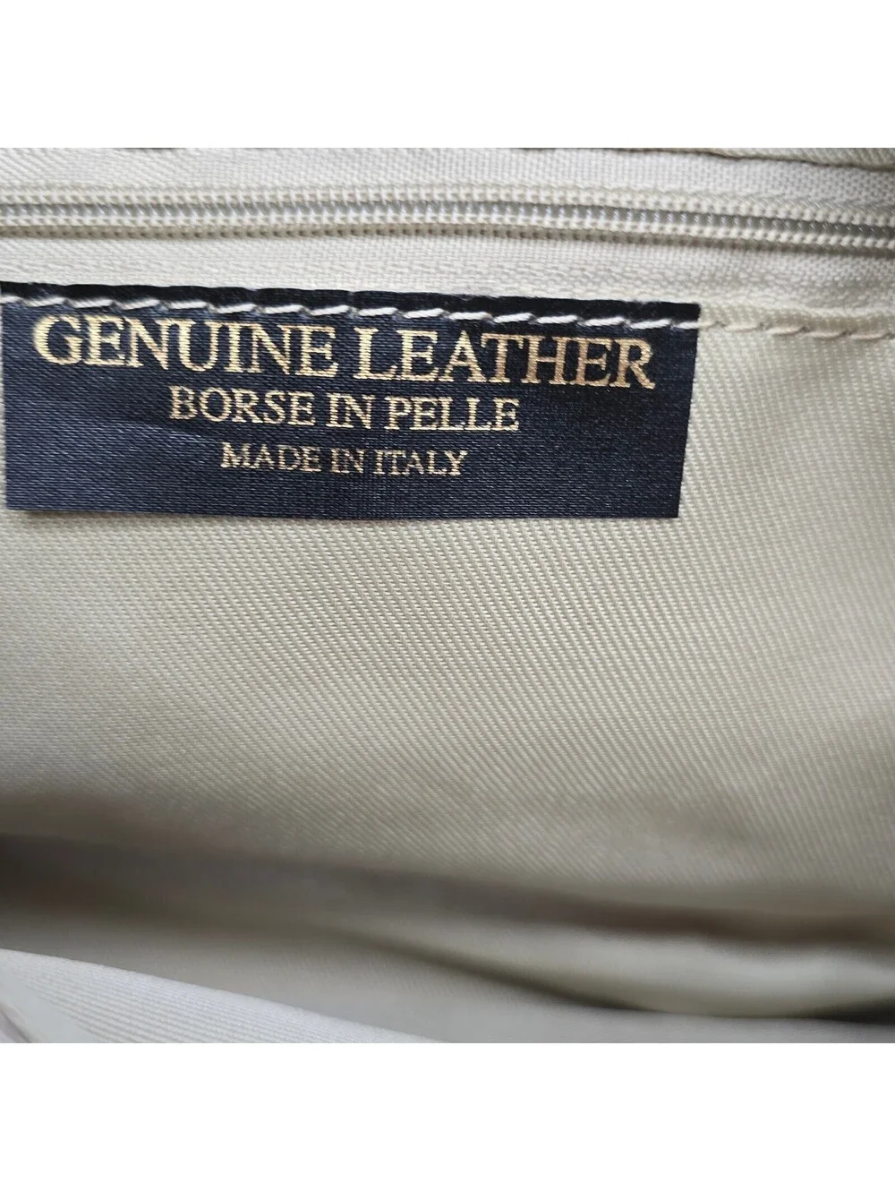 LOOWIE Italian Leather Satchel Bag Taupe Beige Pebbled Leather Crossbody Flap